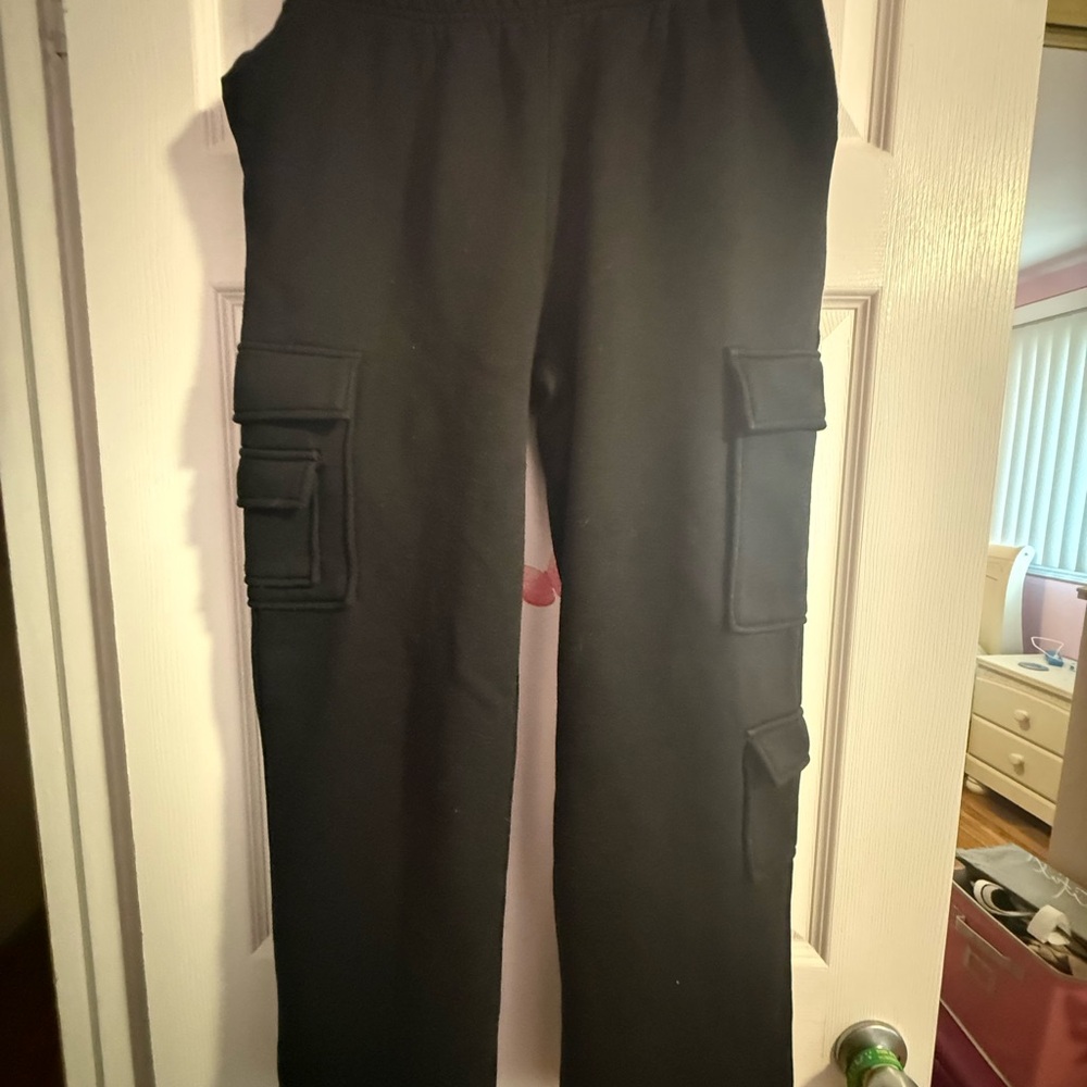 Black Cargo Jogger Pants for Women